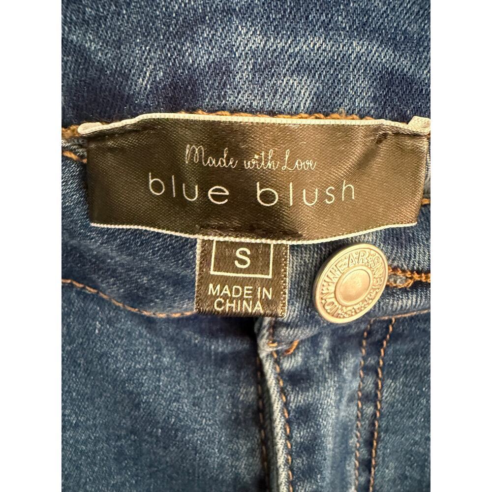 Blue Blush Denim MINI Skirt Frayed Hem Medium Wash Size XS/S - Picture 5 of 6